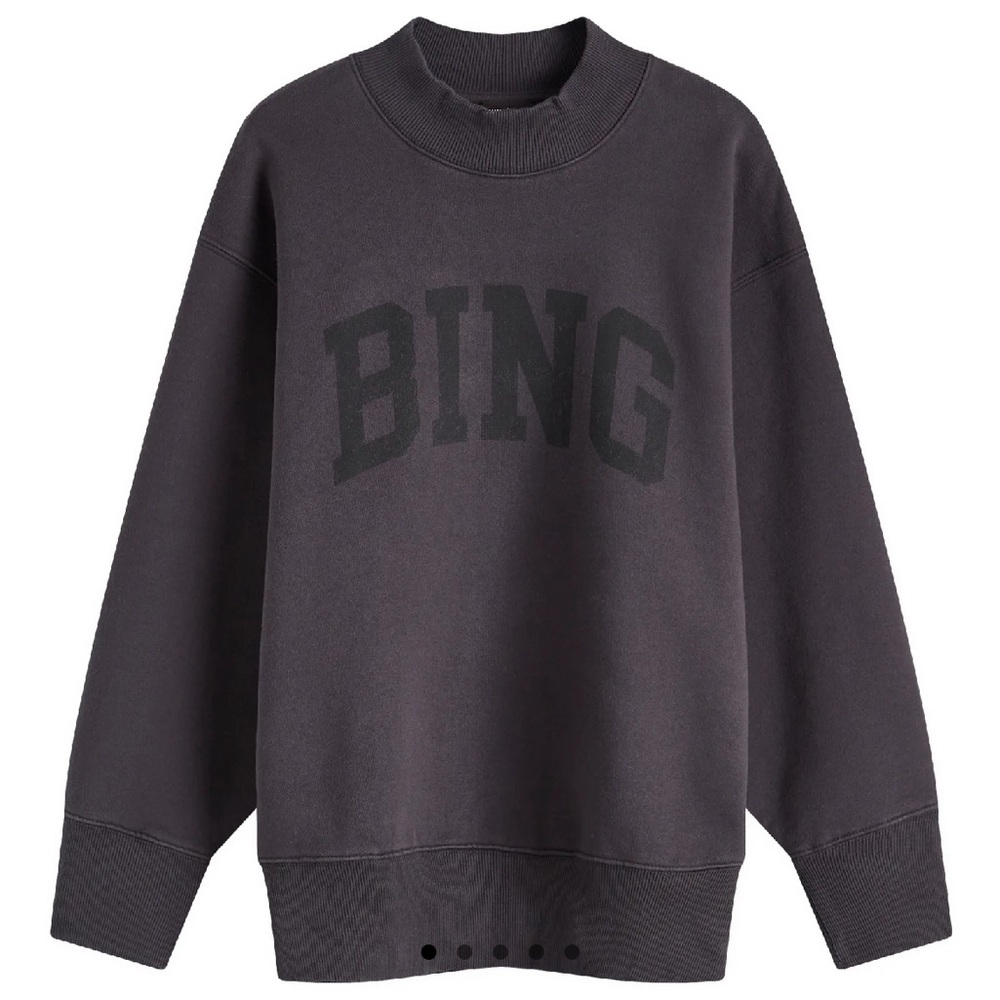 NWT Anine Bing Washed Black “BING” Crewneck Sweater